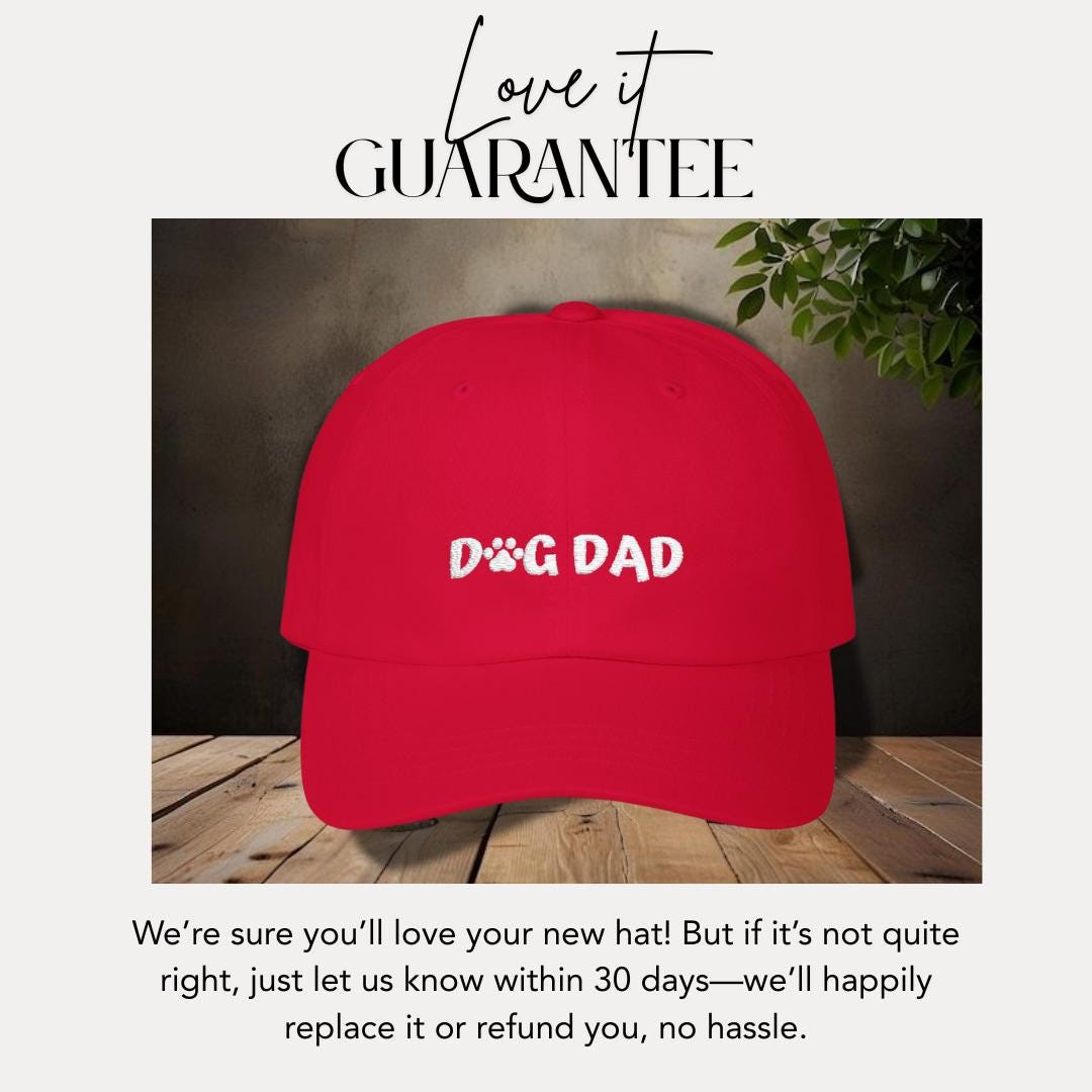 Classic Dad Cap Embroidered Dog Dad Design Hat for Dog Lovers & Pet Parents Trendy Dog Dad Apparel Hat Gift for Proud Dog Lover Owners