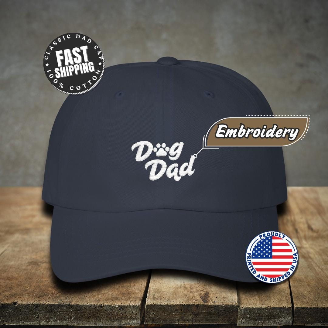 Classic Dad Cap Embroidered Dog Dad Design Hat for Dog Lovers & Pet Parents Trendy Dog Dad Apparel Hat Gift for Proud Dog Lover Owners