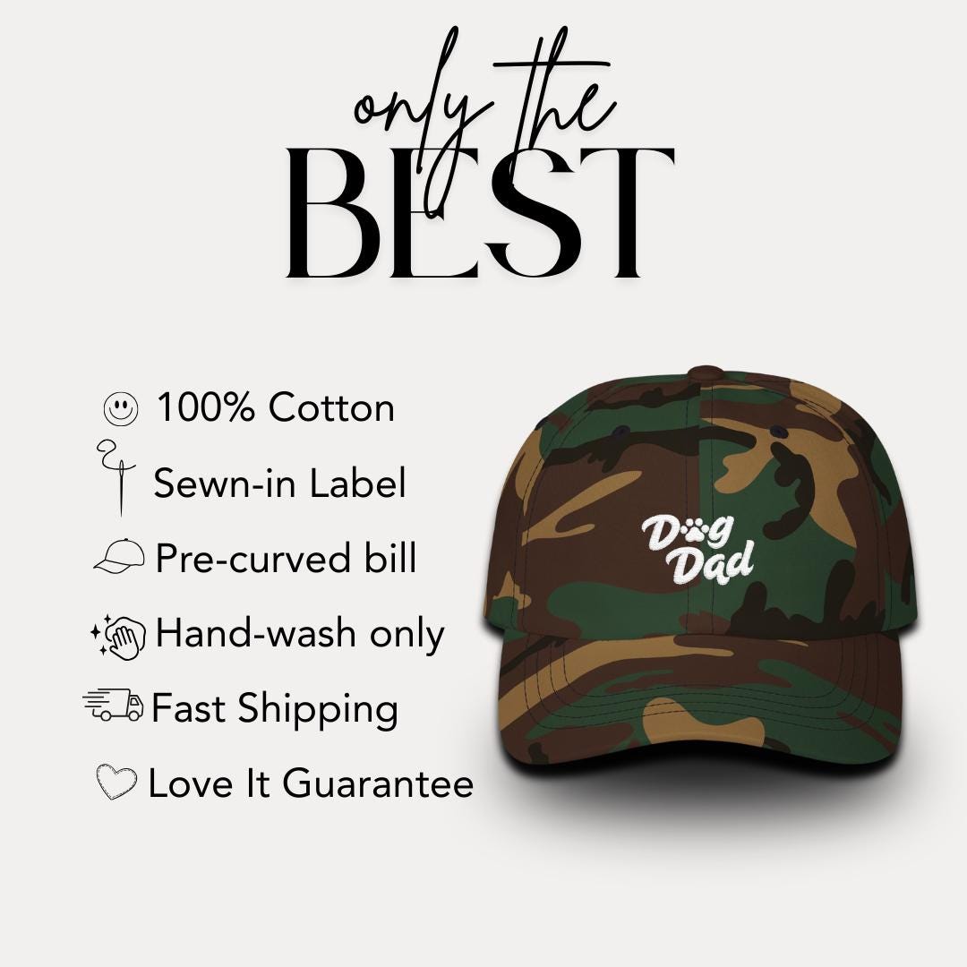 Classic Dad Cap Embroidered Dog Dad Design Hat for Dog Lovers & Pet Parents Trendy Dog Dad Apparel Hat Gift for Proud Dog Lover Owners