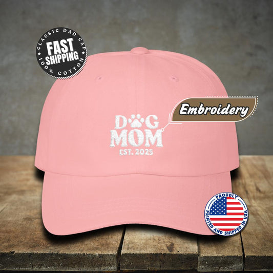 Classic Mom Cap Embroidered Dog Mom EST. 2025 Design Gift for Pet Lovers Dog Mom Gift Idea Outdoor Dog Walker Cap Gift for Dog Mom Dog Owner
