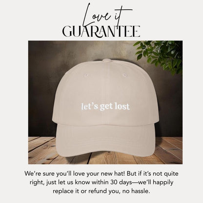 Classic Dad Cap Embroidered Let's Get Lost Design Wanderlust Gift Idea Trendy Adventure Cap for Men & Women Outdoor Roadtrip Streetwear Hat