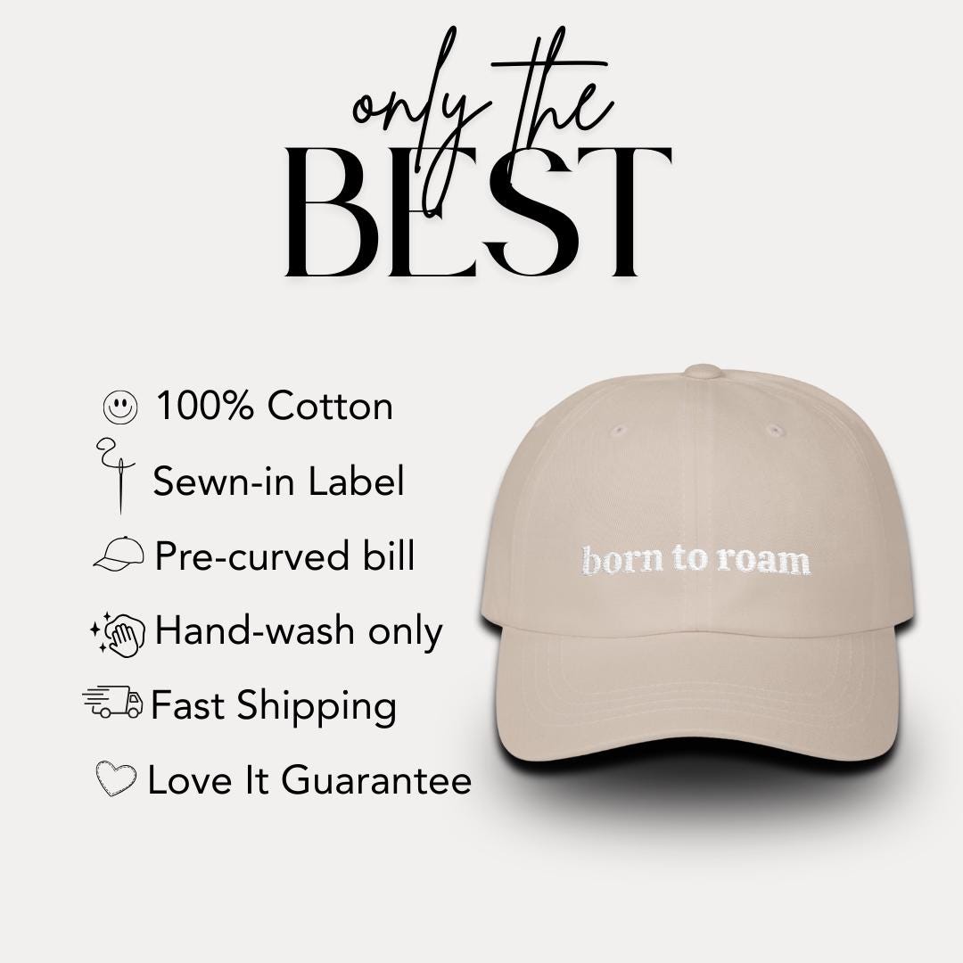Classic Dad Cap Embroidered Born to Roam Design Adventure Cap for Men & Women Outdoorsy Streetwear Hiking Camping Hat Gift Wanderlust Cap