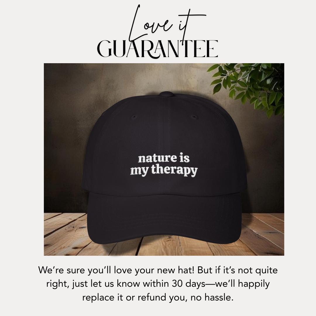 Classic Dad Cap Embroidered Nature is My Therapy Design Classic Adjustable Hat for Outdoor Lovers Gift for Nature Enthusiasts Father's Day