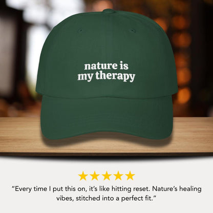 Classic Dad Cap Embroidered Nature is My Therapy Design Classic Adjustable Hat for Outdoor Lovers Gift for Nature Enthusiasts Father's Day