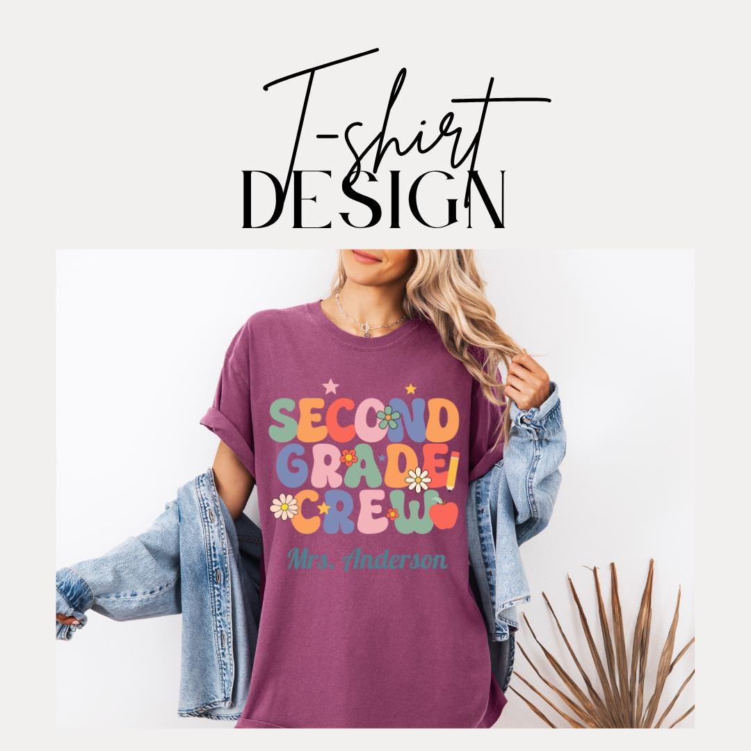 Personalized Second Grade Crew T-Shirt Unisex Gift for Teachers Back to School Gifts Fun Classroom Outfit Idea Teacher Tee Appreciation Week