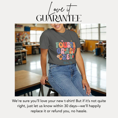 Personalized Fourth Grade Crew T-Shirt Unisex Gift for Teachers Back to School Gifts Fun Classroom Outfit Idea Teacher Tee Appreciation Week