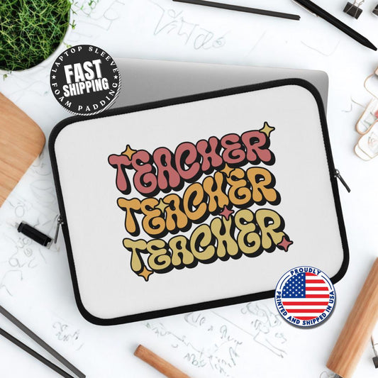 Retro Teacher Laptop Sleeve Gift for Educators School Supplies Teacher Appreciation Gift Cute Laptop Case for Educators Teacher Gift Idea