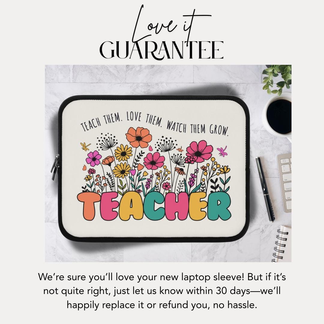 Teacher Floral Laptop Sleeve Cute Teacher Gift Back to School Essential Teacher Appreciation School Supplies Colorful Padded Protective Case