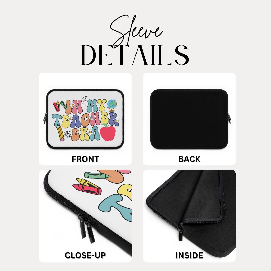 In My Teacher Era Laptop Sleeve Gift for Educators Back to School Accessory Cute Teacher Gear Gift for Teachers Retro School Supplies Design