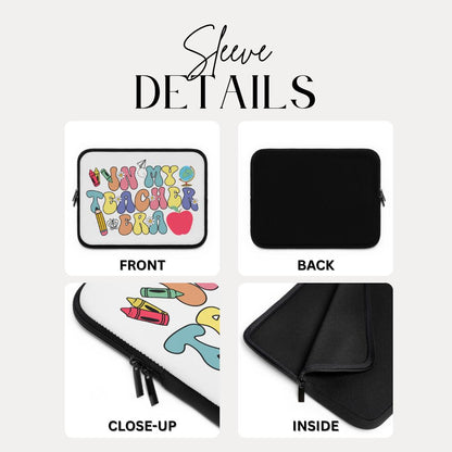 In My Teacher Era Laptop Sleeve Gift for Educators Back to School Accessory Cute Teacher Gear Gift for Teachers Retro School Supplies Design