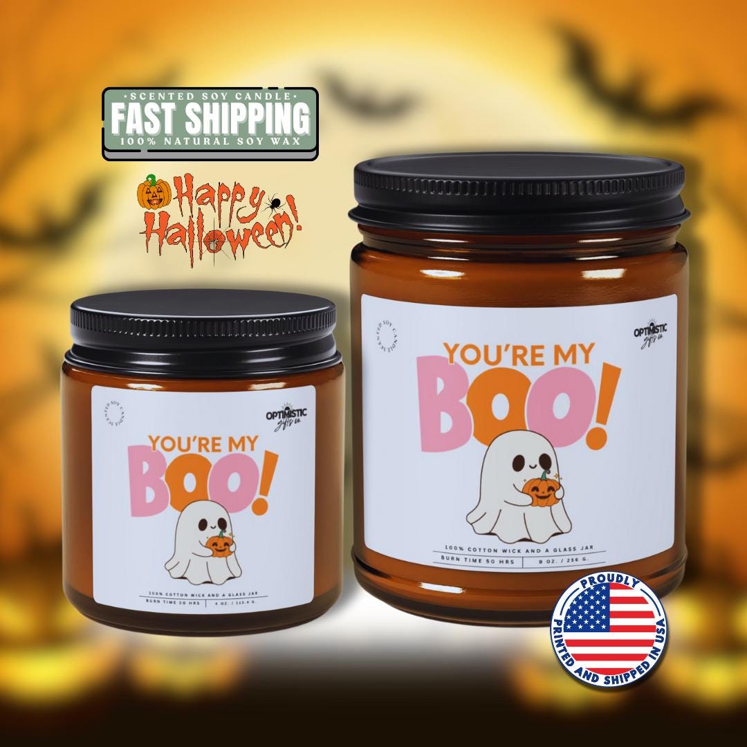 You're My Boo Halloween Scented Soy Candle Cute Ghost Fall Cute Candle Gift Spooky Season Home Decor Perfect for Trick or Treat Boo Basket
