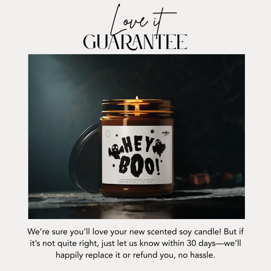 Hey Boo! Halloween Spooky Scented Soy Candle Halloween Decor Spooky Cute Fall Decor Trick or Treat Candle Spooky Cute Ghost Gift Candle