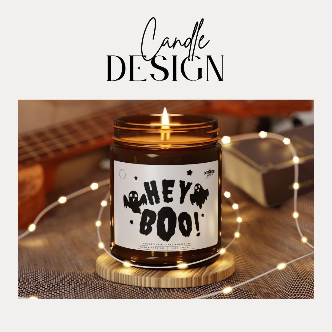 Hey Boo! Halloween Spooky Scented Soy Candle Halloween Decor Spooky Cute Fall Decor Trick or Treat Candle Spooky Cute Ghost Gift Candle