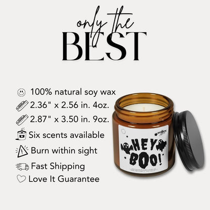 Hey Boo! Halloween Spooky Scented Soy Candle Halloween Decor Spooky Cute Fall Decor Trick or Treat Candle Spooky Cute Ghost Gift Candle