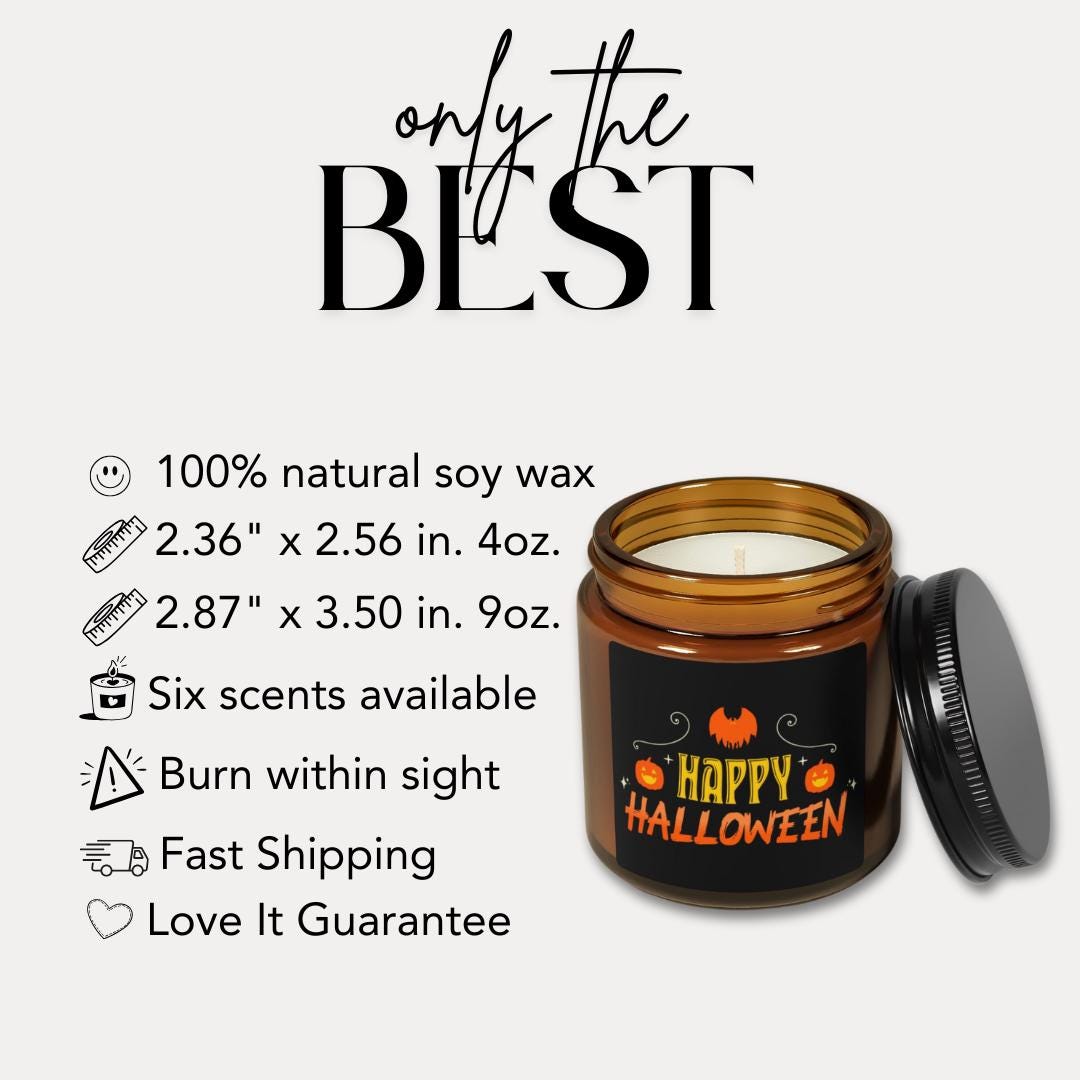 Happy Halloween Scented Soy Candle Fall Home Décor Spooky Aromatherapy Halloween Pumpkin Gift for Candle Lovers Perfect Halloween Party Gift