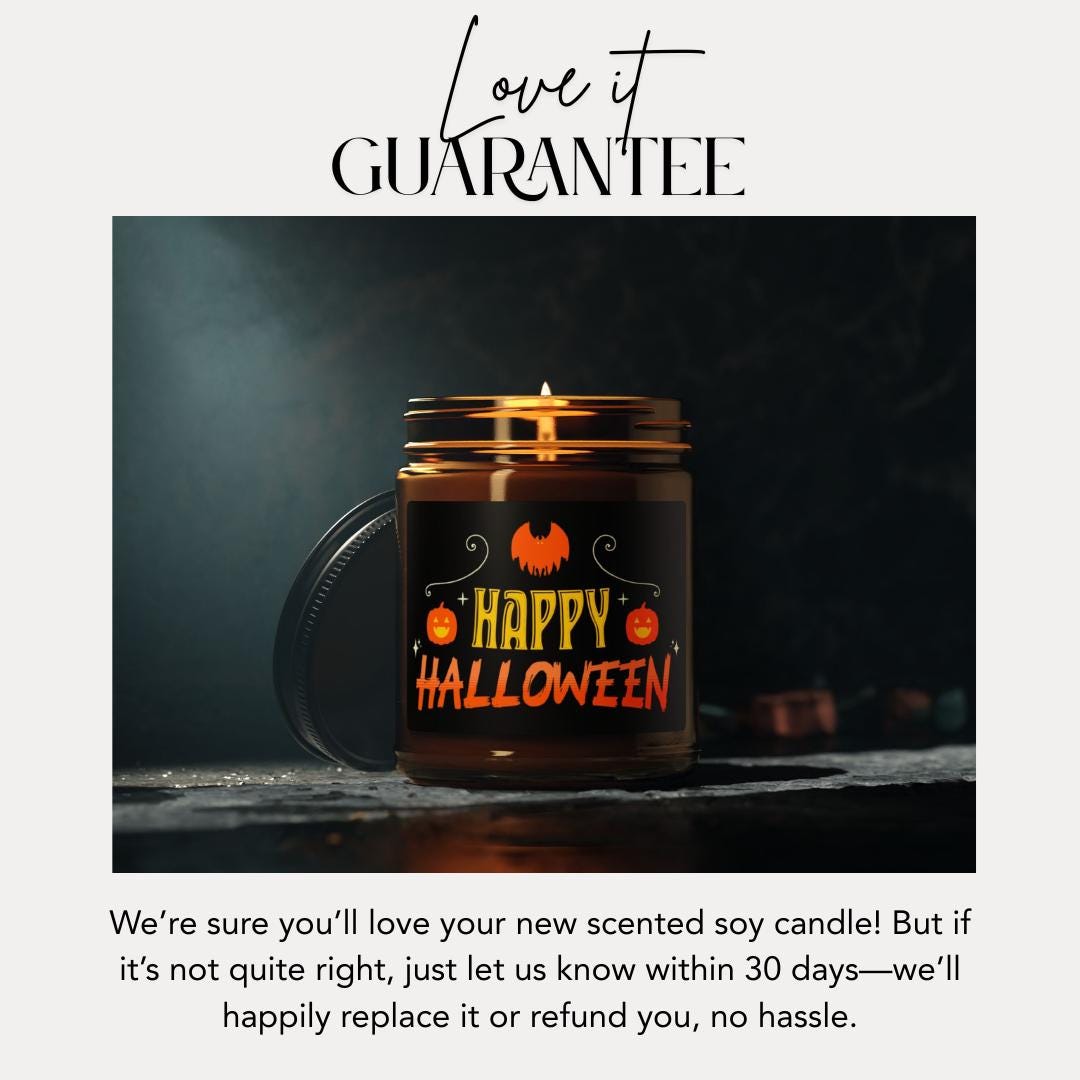 Happy Halloween Scented Soy Candle Fall Home Décor Spooky Aromatherapy Halloween Pumpkin Gift for Candle Lovers Perfect Halloween Party Gift
