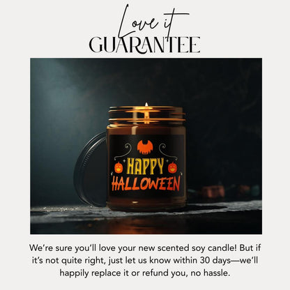 Happy Halloween Scented Soy Candle Fall Home Décor Spooky Aromatherapy Halloween Pumpkin Gift for Candle Lovers Perfect Halloween Party Gift