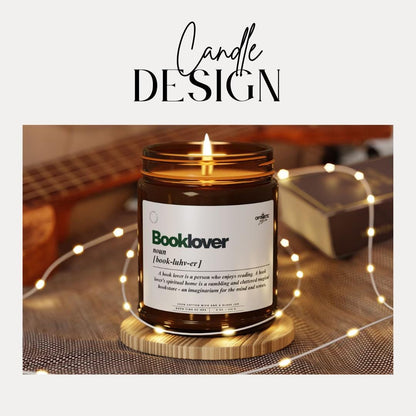 Booklover Scented Soy Candle Gift for Book Lovers Relaxation Candle Amber Jar Candle for Readers & Bibliophiles Relaxing Aromatherapy Gift