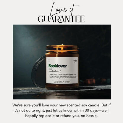 Booklover Scented Soy Candle Gift for Book Lovers Relaxation Candle Amber Jar Candle for Readers & Bibliophiles Relaxing Aromatherapy Gift