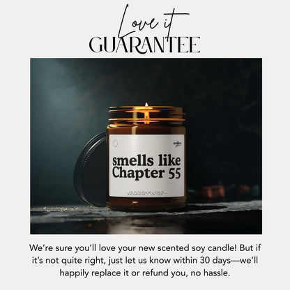 Smells Like Chapter 55 Scented Soy Candle Cozy Book Lover Gift Bookish Candle Relaxing Home Decor Birthday Gift for Readers Bookworm Decor