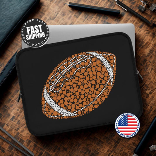 Football Dot Art Laptop Sleeve Stylish Sports Laptop Case for Players, Coaches & Fans Game Day Gift Idea