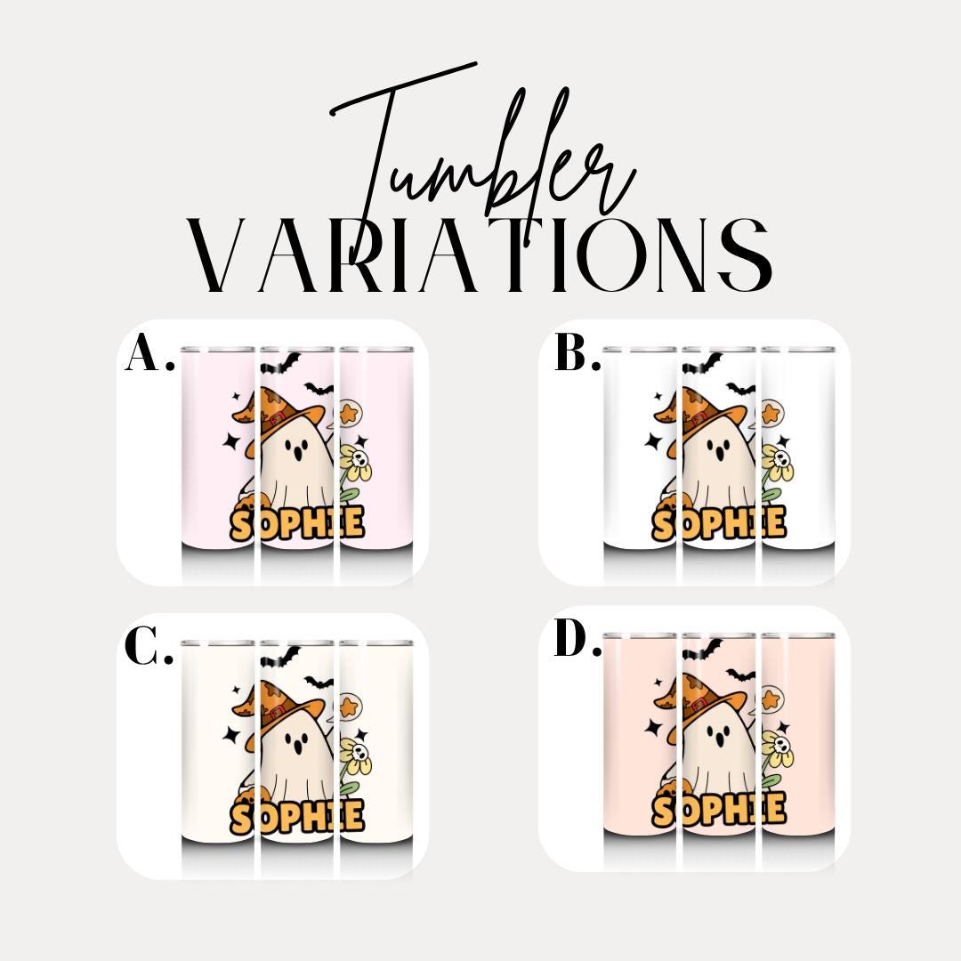 Personalized Halloween Kids Tumbler 20 oz Skinny Tumbler for Kids with Name Fall Trick-or-Treat Gift Idea Custom Name Gift for Halloween