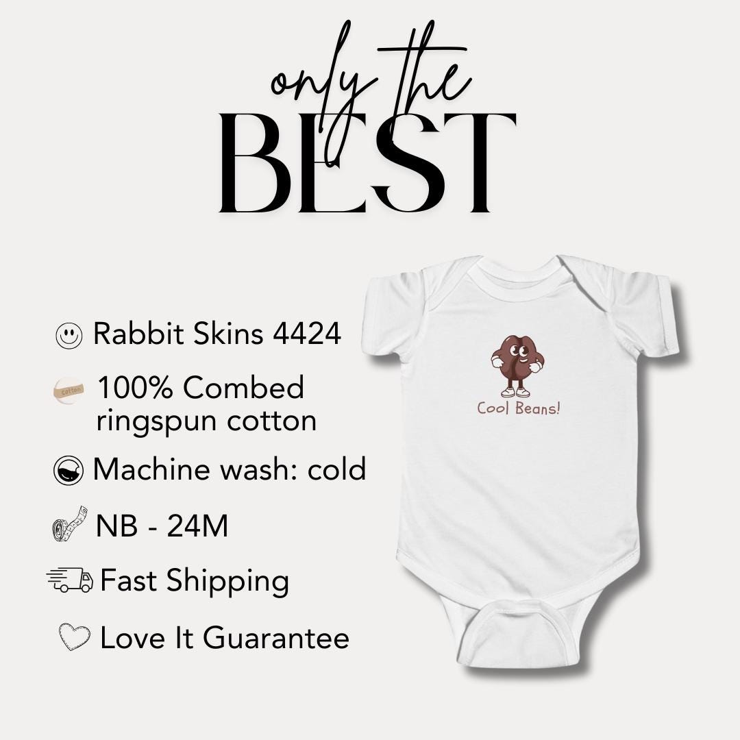 Cool Beans Infant Fine Jersey Bodysuit Cute Cartoon Baby Clothes Baby Shower Gift Newborn Outfit Onesie Baby Bodysuit Trendy Baby Apparel