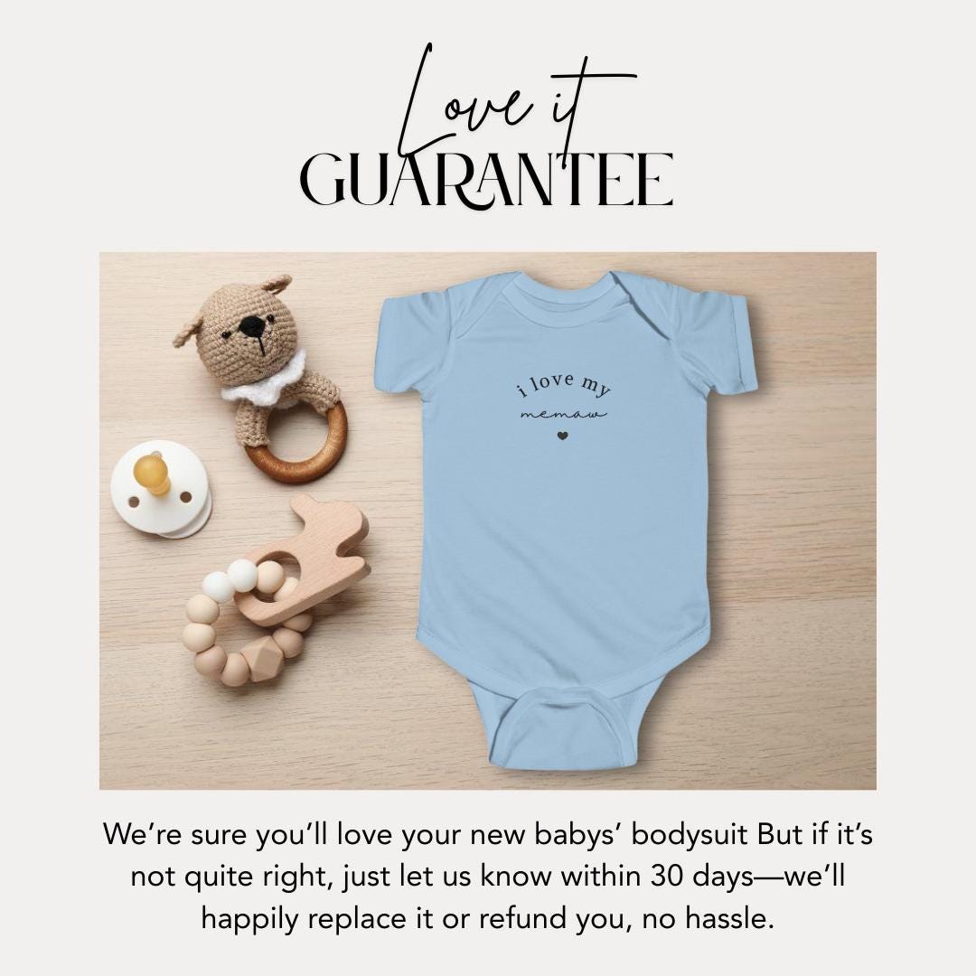I Love My Memaw Infant Fine Jersey Bodysuit Sweet Infant Onesie for Baby Girl or Boy Memaw Gift Idea Memaw Onesie Present Grandbaby Gift