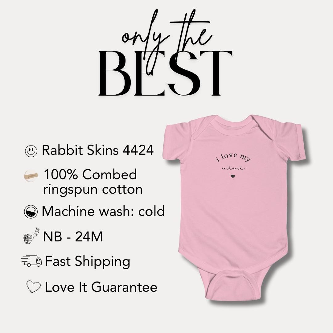 I Love My Mimi Infant Fine Jersey Bodysuit Sweet Infant Onesie for Baby Girl or Boy Mimi Gift Idea Mimi Present Grandbaby Mimi Baby Outfit