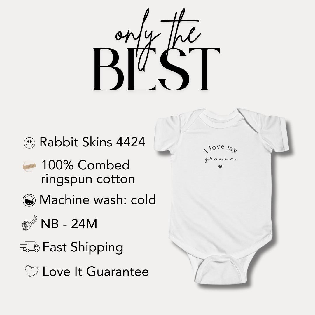 I Love My Granne Infant Fine Jersey Bodysuit Sweet Infant Onesie for Baby Girl or Boy Granne Gift Idea Granne Onesie Present Grandbaby Gift