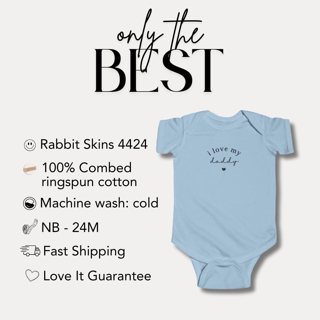 I Love My Daddy Infant Fine Jersey Bodysuit Cute Father's Day Infant One-Piece Baby Gift Idea for Dad Newborn Outfit for Daddy’s Little One