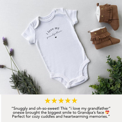 I Love My Grandfather Infant Fine Jersey Bodysuit Adorable Gift for Baby from Grandpa Cute Newborn Bodysuit Grandparents Day Baby Clothing