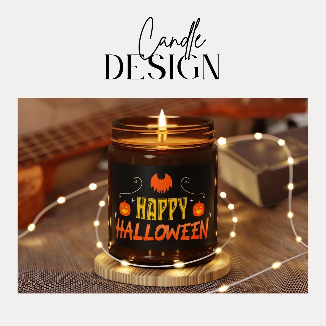 Happy Halloween Scented Soy Candle Fall Home Décor Spooky Aromatherapy Halloween Pumpkin Gift for Candle Lovers Perfect Halloween Party Gift