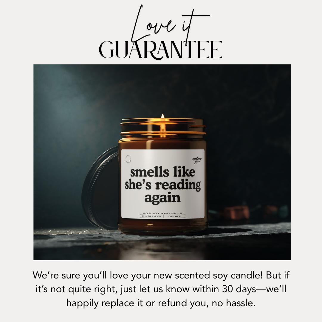 Smells Like She's Reading Again Scented Soy Candle for Book Lovers Literary Gift for Her Bookish Soy Candle Reader Candle for Bibliophiles