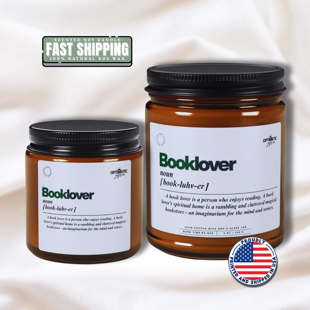 Booklover Scented Soy Candle Gift for Book Lovers Relaxation Candle Amber Jar Candle for Readers & Bibliophiles Relaxing Aromatherapy Gift