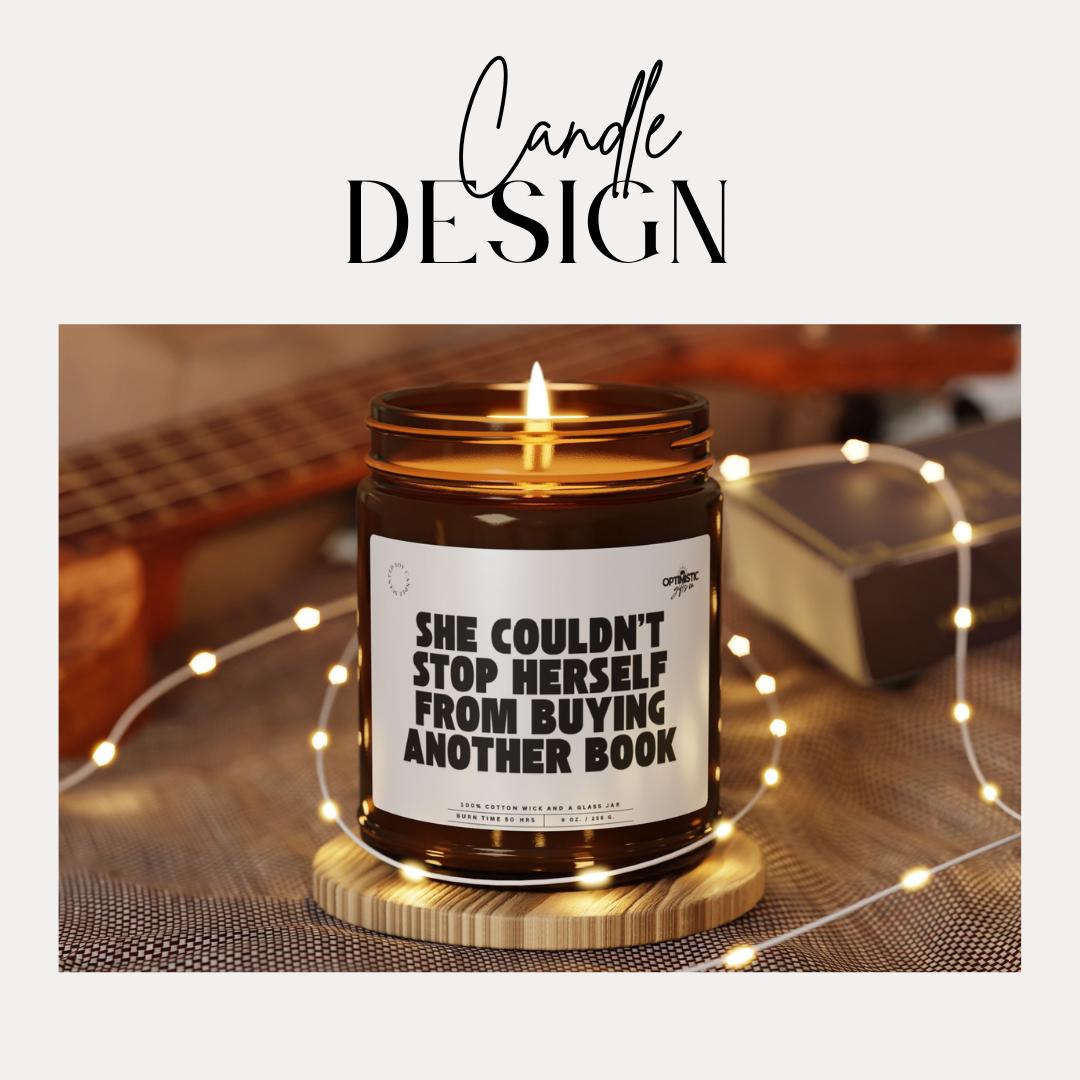 She Couldn't Stop Herself From Buying Another Book Scented Soy Candle Funny Book Lover Candle Reading Nook Decor Bibliophile Book Addict