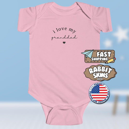 I Love My Granddad Infant Fine Jersey Bodysuit Adorable Gift for Baby from Granddad Grandparents Day Baby Clothes Cute Baby Shower Outfit