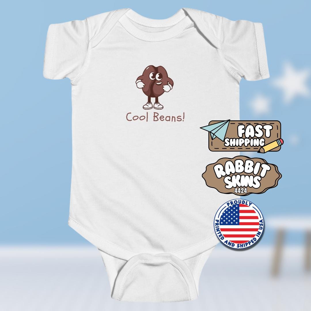 Cool Beans Infant Fine Jersey Bodysuit Cute Cartoon Baby Clothes Baby Shower Gift Newborn Outfit Onesie Baby Bodysuit Trendy Baby Apparel