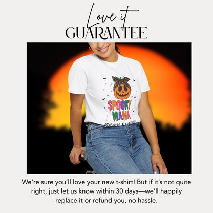 Personalized Spooky Mama Halloween Comfort Colors T-shirt Customized Kids' Name Shirt Boo Crew Shirt Spooky Season Gift Halloween Mom Shirt