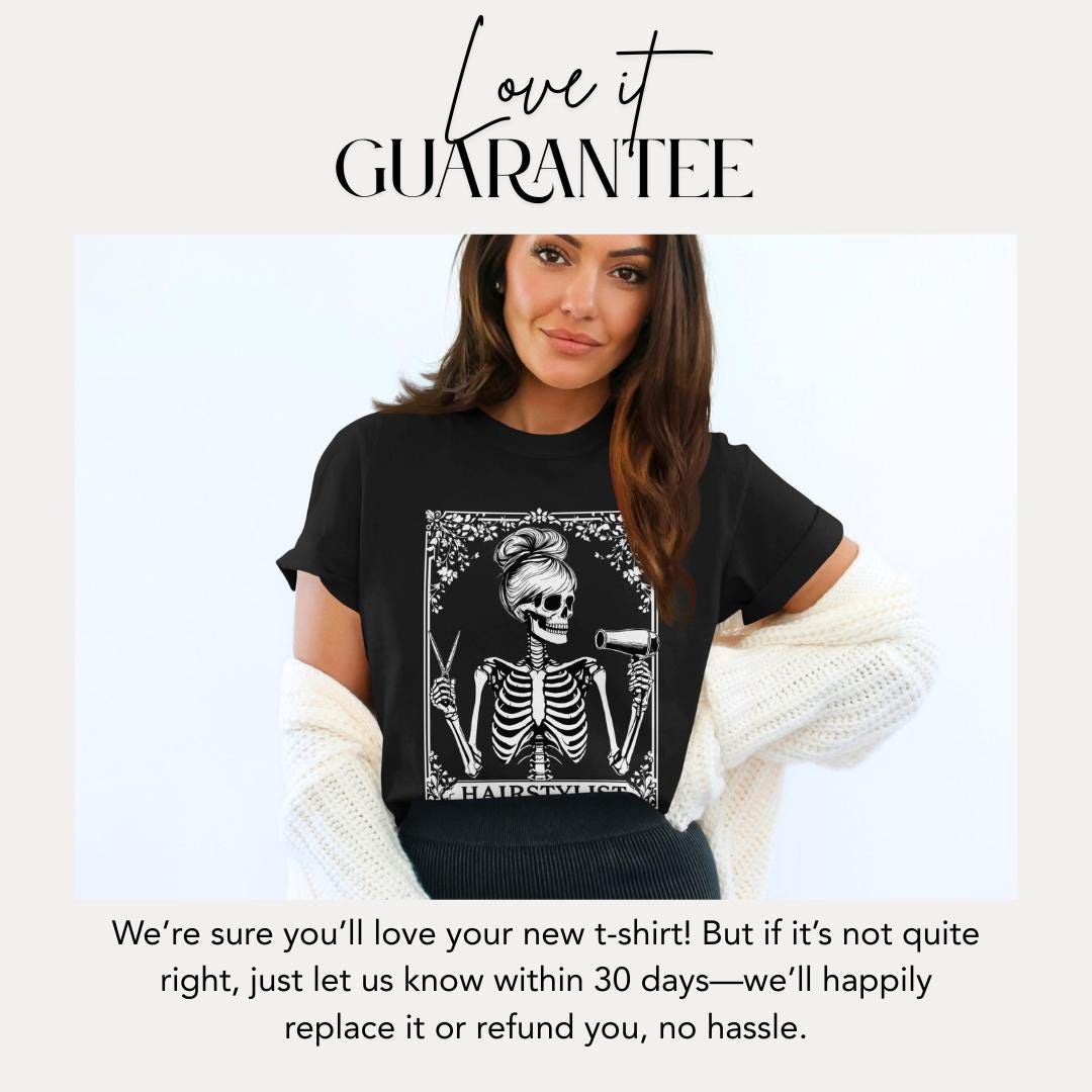 Skeleton Hairstylist T-Shirt Comfort Colors Stylist Halloween Shirt Retro Skeleton Graphic Top Funny Hairdresser Tee Halloween Barber Shirt