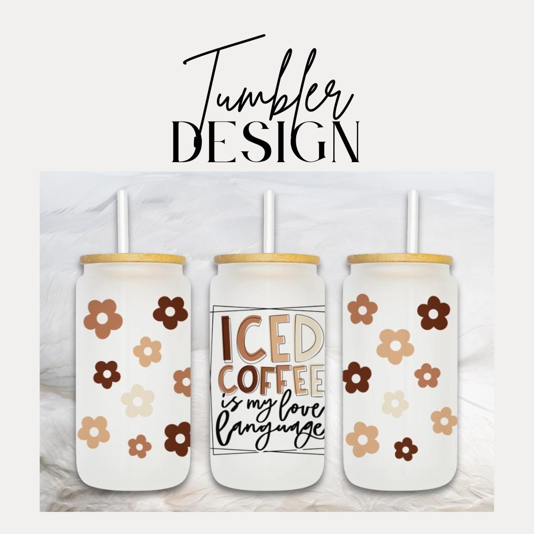 Iced Coffee Lover 16oz Frosted Glass Cup with Bamboo Lid & Straw Cute Aesthetic Iced Coffee Glass Mug Barista Gift for Coffee Addict Cup