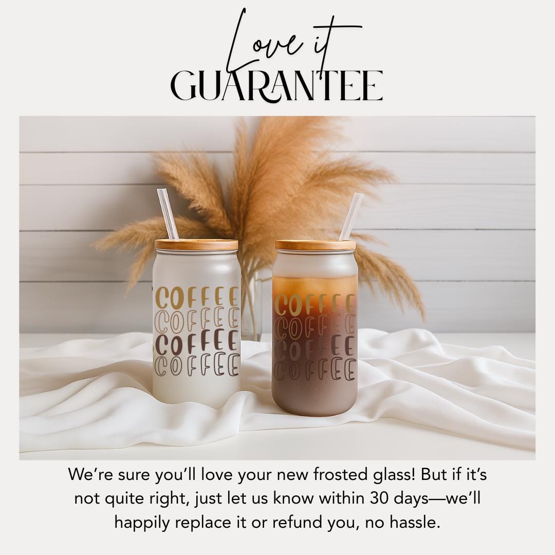 Coffee Lover 16oz Frosted Glass Cup with Bamboo Lid & Straw Cute Aesthetic Iced Coffee Glass Mug Gift Barista Gift for Coffee Addict Cup