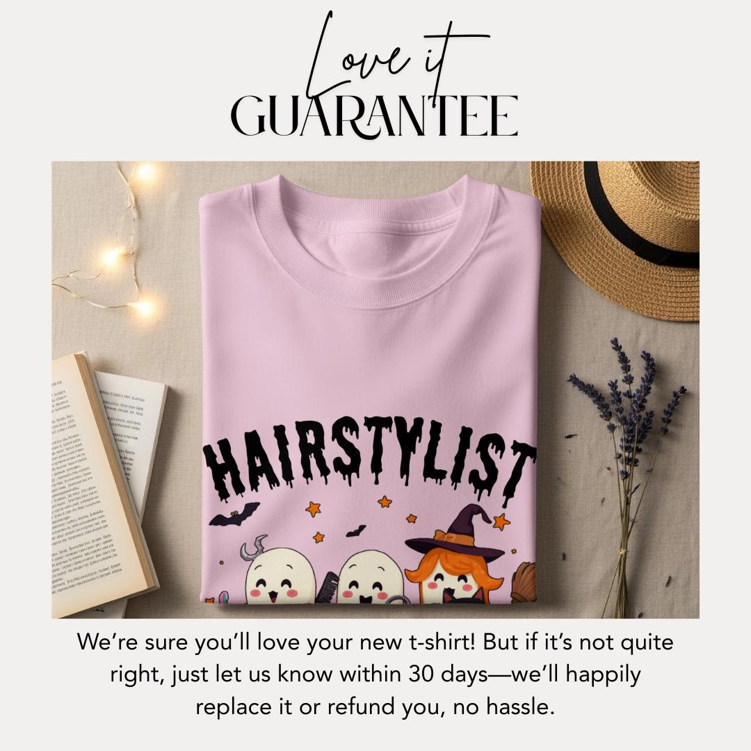Halloween Hairstylist T-Shirt Comfort Colors Cute Ghost Hairdresser Shirt Barber Life Fall Outfit Spooky Stylist Shirt Witchy Salon T-Shirt