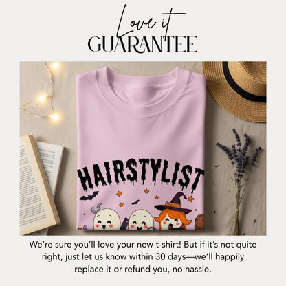 Halloween Hairstylist T-Shirt Comfort Colors Cute Ghost Hairdresser Shirt Barber Life Fall Outfit Spooky Stylist Shirt Witchy Salon T-Shirt