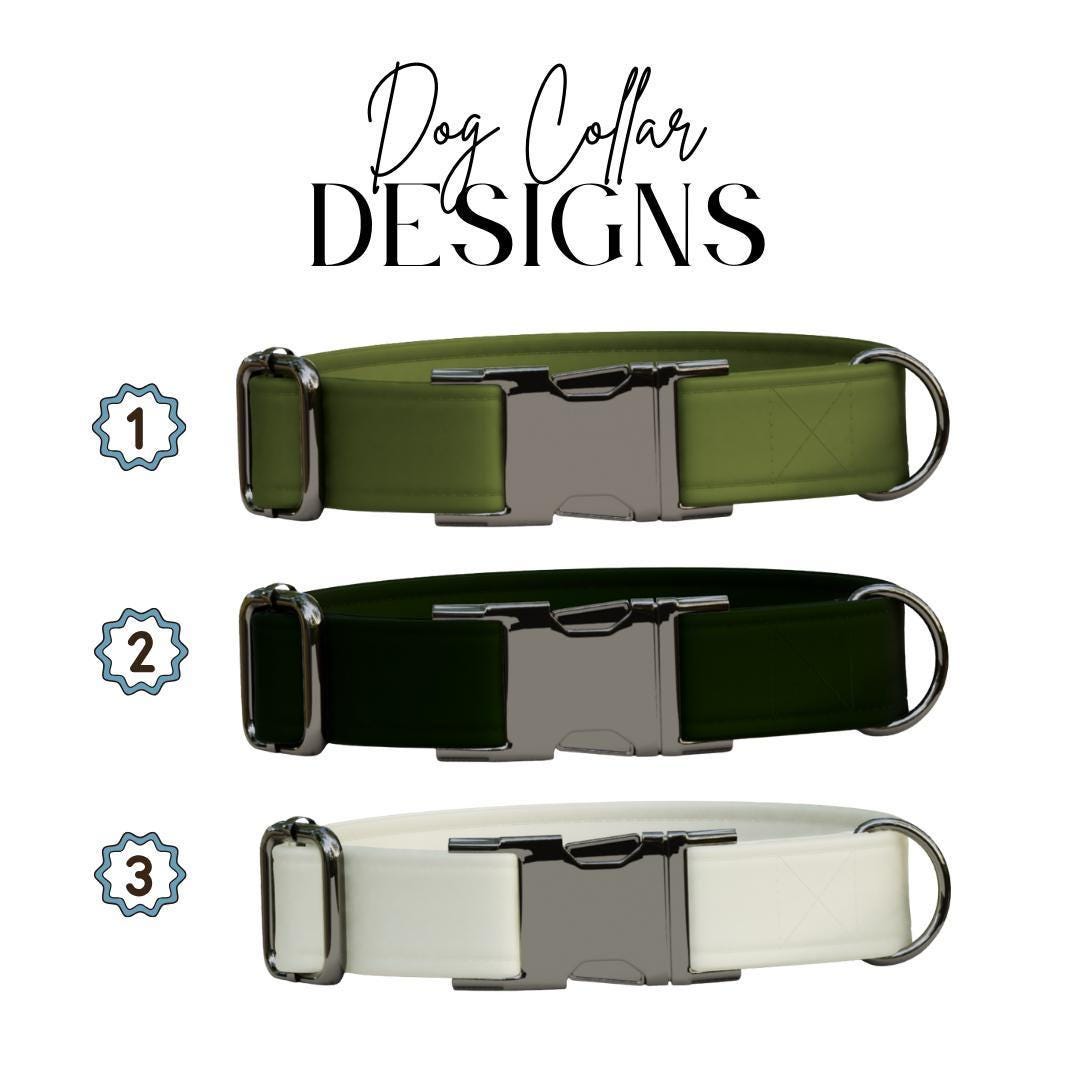 Personalized Modern Solid Dog Collar with Name Engraved Cute and Soft Adjustable Collar & Leash Set, Black or Gold Buckle, Dog Gift (OG-108)