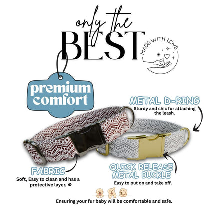 Personalized Boho Aztec Dog Collar with Name Engraved Cute and Soft Adjustable Collar & Leash Set, Black or Gold Buckle, Dog Gift (OG-09)