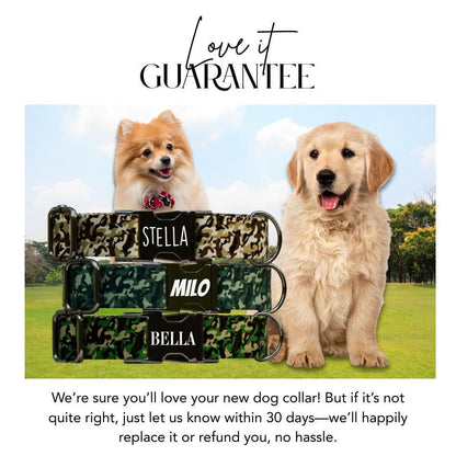 Personalized Camouflage Dog Collar with Name Engraved Cute & Soft Military Style Adjustable Collar Leash Set Wedding Dog Tag Gift (OG-64)