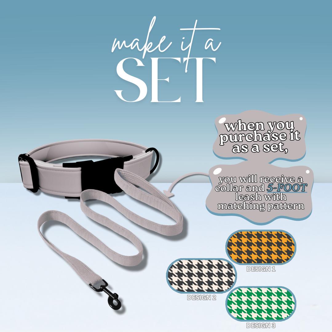 Personalized Houndstooth Alabama Fans Dog Collar with Name Engraved Cute Spooky Adjustable Collar & Leash Set Metal Buckle Dog Gift (OG-112)