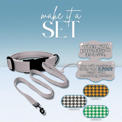 Personalized Houndstooth Alabama Fans Dog Collar with Name Engraved Cute Spooky Adjustable Collar & Leash Set Metal Buckle Dog Gift (OG-112)