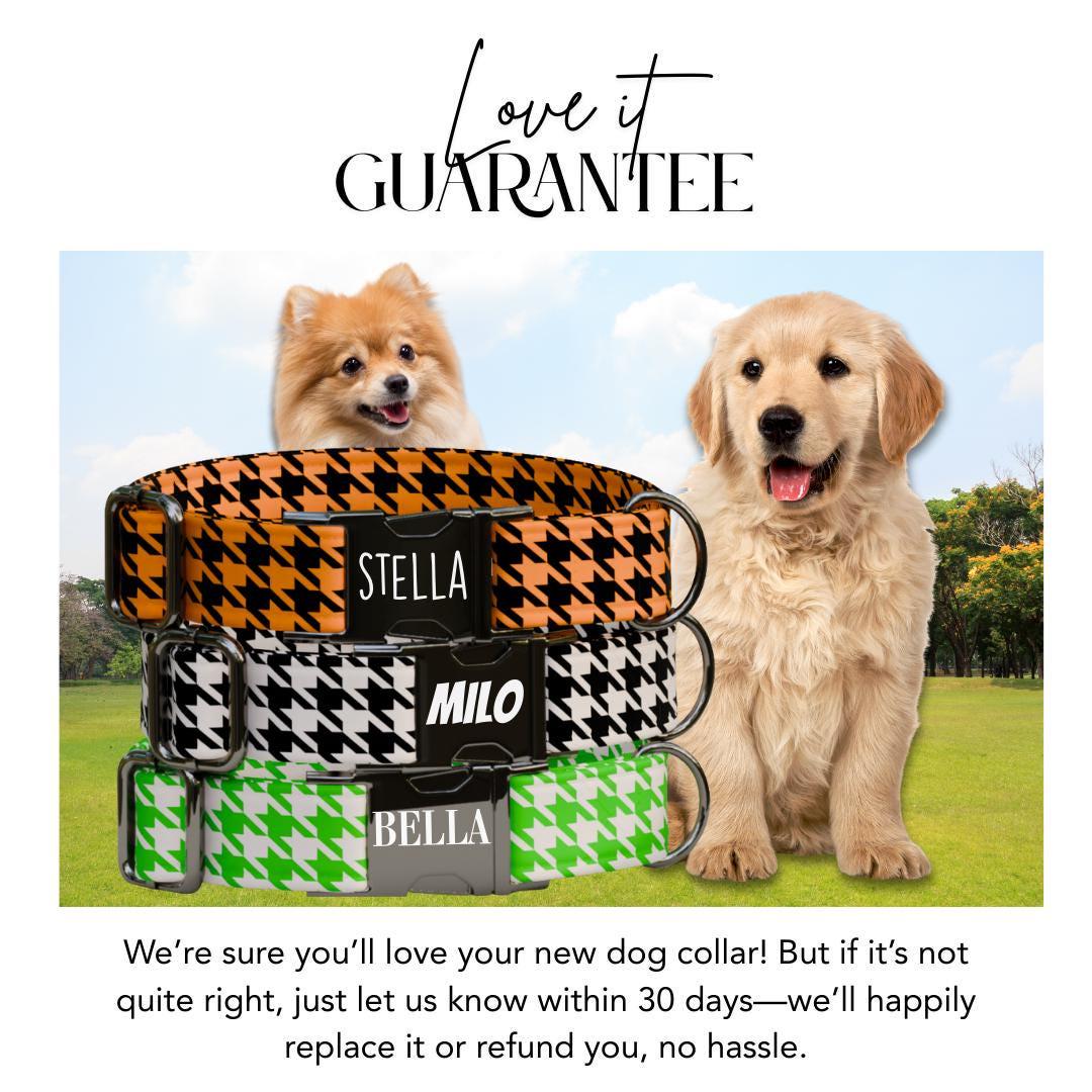 Personalized Houndstooth Alabama Fans Dog Collar with Name Engraved Cute Spooky Adjustable Collar & Leash Set Metal Buckle Dog Gift (OG-112)